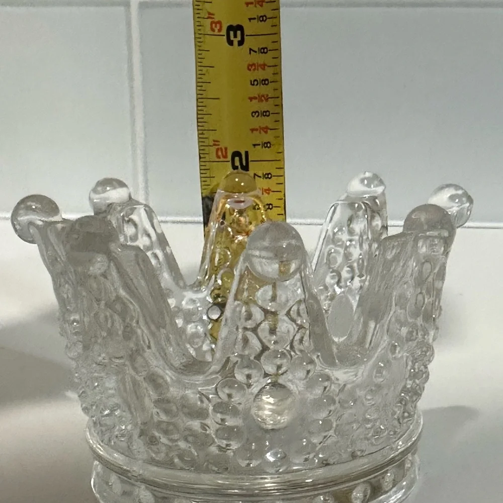Crown Glass Crystal Tea Light Home Decor Studio Crystal Clear Cute 2